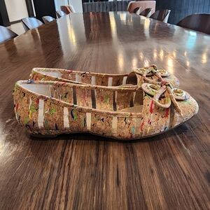 NIB-Colorful Confetti Cork & Mesh Flats!!💚🌺